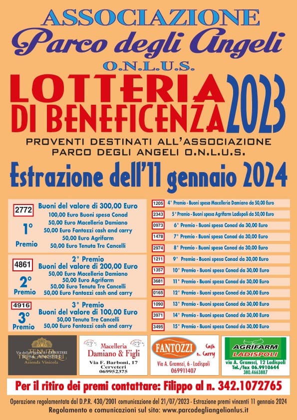 I numeri vincenti Lotteria Parco degli Angeli