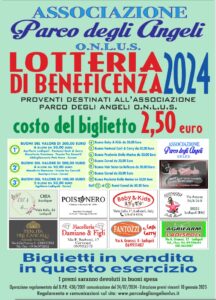 Locandina lotteria di beneficenza Parco degli Angeli Onlus 2024/25 